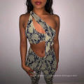 Printed Sleeveless Crop Club Slim Suit Bandage Crop Top 2 Piece Cut Out Set Sexy Cut Out Two Piece Set